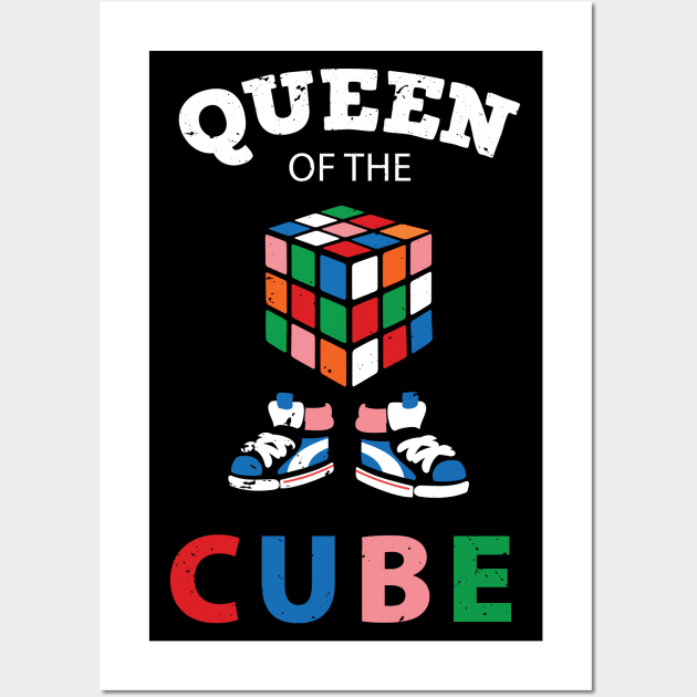 Queen Of The Cube Rubik's Rubiks Cube Rubik Cube Retro Colorful son Cube Game math kids gift Fun Gift for Cuber Spinning Rubix Wall Art by Anodyle